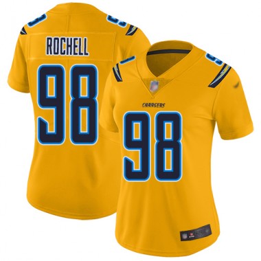 Los Angeles Chargers NFL Football Isaac Rochell Gold Jersey Women Limited  #98 Inverted Legend->los angeles chargers->NFL Jersey